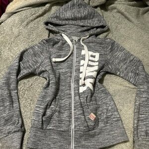 Victoria's Secret Heather Gray Hoodie with White Accents